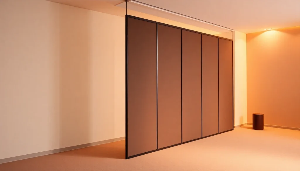 Transform spaces with a Folding Partition Wall, showcasing its seamless design and versatile functionality in a modern setting.