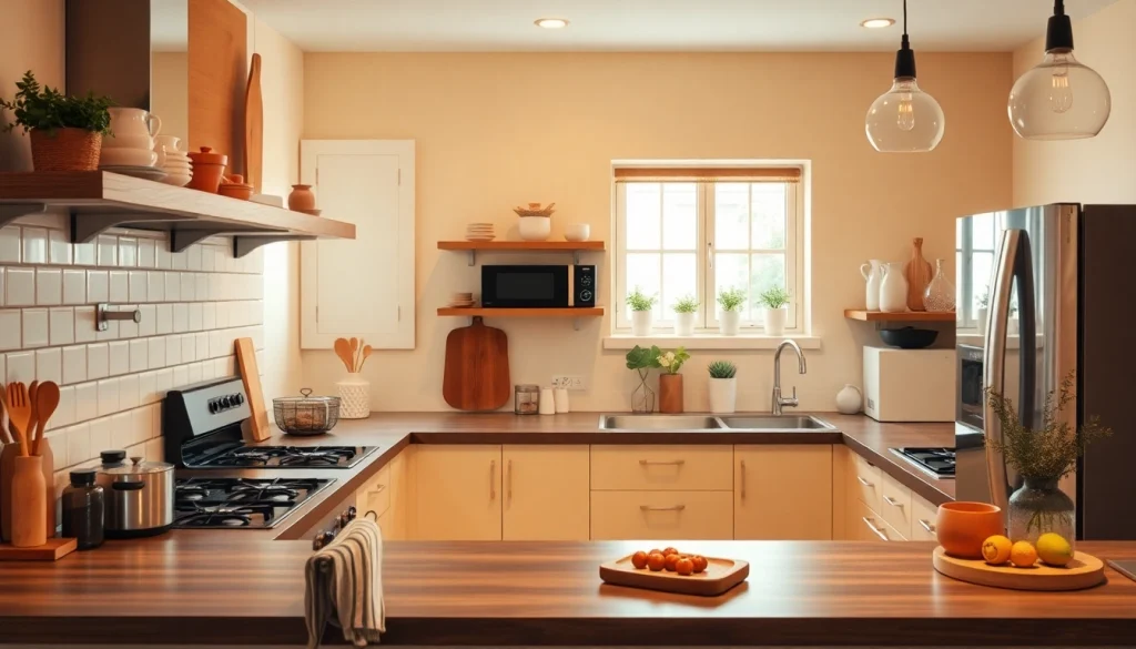 Showcase affordable kitchen appliances in a stylish arrangement, highlighting efficiency and modern design.