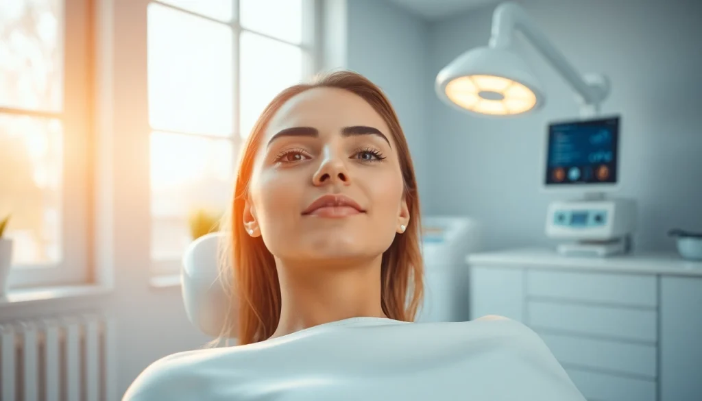 Patient receiving the Fett-weg Spritze treatment in a tranquil aesthetic clinic environment.