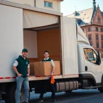 Professional movers handling a Umzug Nürnberg with care and efficiency, showcasing teamwork and reliability.