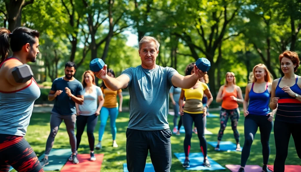 Engaging weight loss personal trainer coaching clients in Jersey City park, promoting fitness and motivation.