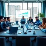 Engaged digital marketing team strategizing in Edmonton office for effective campaigns.