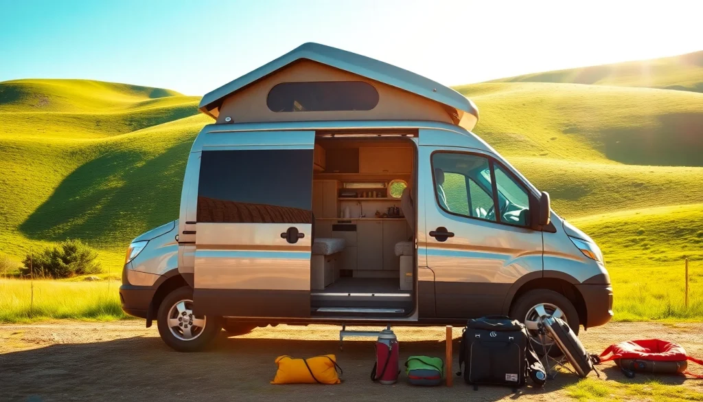 Showcase the perfect Van in a beautiful outdoor setting, featuring its spacious interior and sleek design.