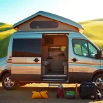 Showcase the perfect Van in a beautiful outdoor setting, featuring its spacious interior and sleek design.