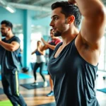 Find the best gym near me with professional trainers leading an energetic workout session.