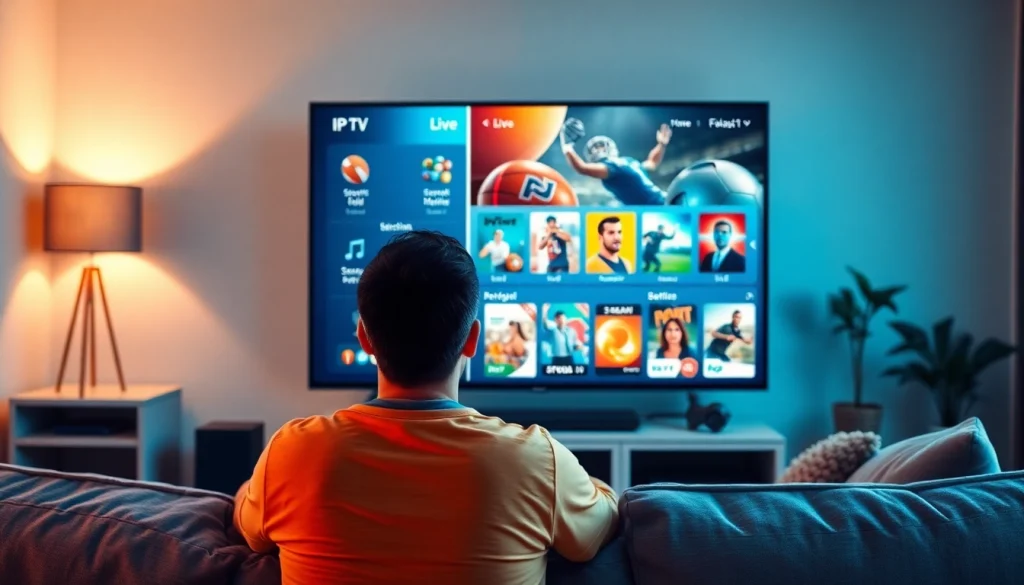 Explore IPTV Subscription USA with a modern interface showcasing live channels and on-demand options.