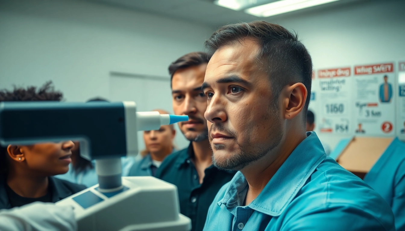 Conducting employee drug impairment testing in a professional setting to ensure workplace safety.
