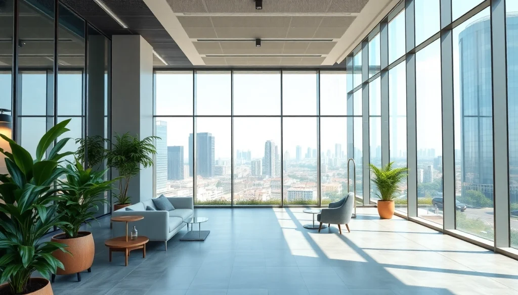 Find commercial office space for rent in Bangalore featuring modern designs and urban views.