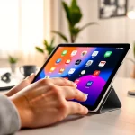 Buy iPad Pro in a modern workspace, showcasing productivity with vibrant apps.