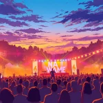 Engage with 汽水音乐海外 at a lively outdoor music festival showcasing diverse performers and enthusiastic audiences.