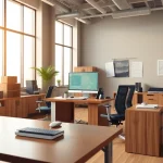 Create stunning 3D Model Visualizations of an office interior highlighting sleek modern designs.