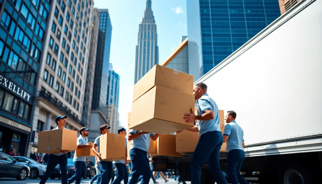 Best movers nyc team loading a truck in vibrant New York City, symbolizing professionalism and reliability.