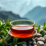 Savoring Nepali tea in a traditional cup surrounded by lush greenery, evoking Nepalese culture.