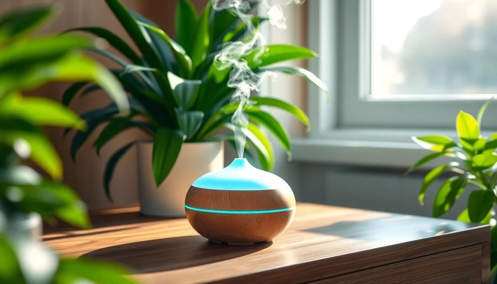 Enhance your space with the USB Air Humidifier Diffuser emitting a calming mist.