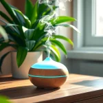 Enhance your space with the USB Air Humidifier Diffuser emitting a calming mist.