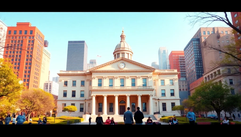Government building showcases community engagement, emphasizing accessibility and trust in services.