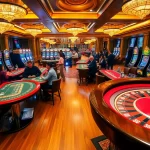 Engage with thrilling games at TPower casino, showcasing vibrant tables and players in a luxurious environment.