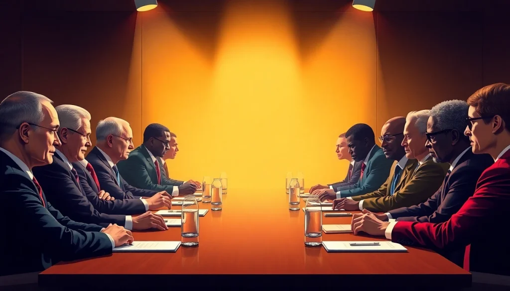 Negotiation highlighting Russia Africa relations with leaders engaged in dialogue.