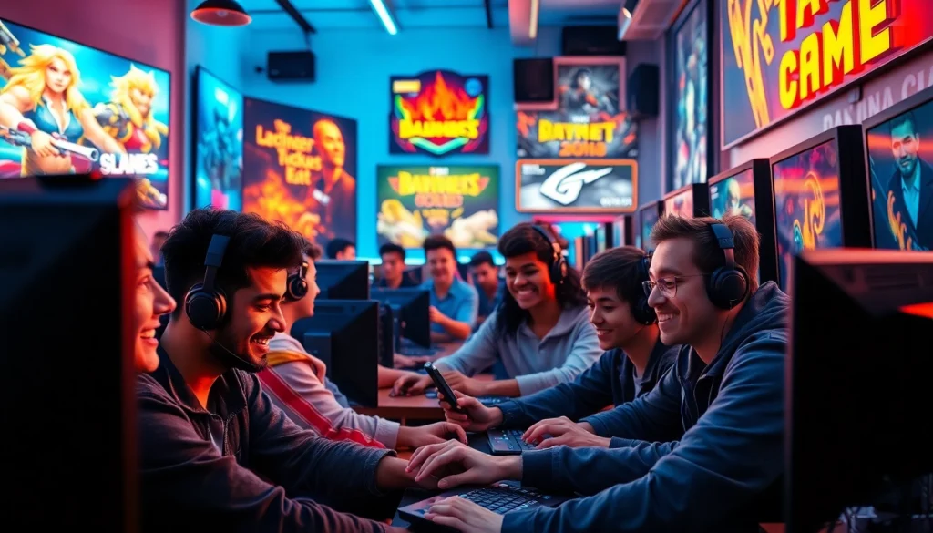 Rasakan keseruan game online dengan para pemain yang terlibat dalam suasana kafe bermain yang vibrant.