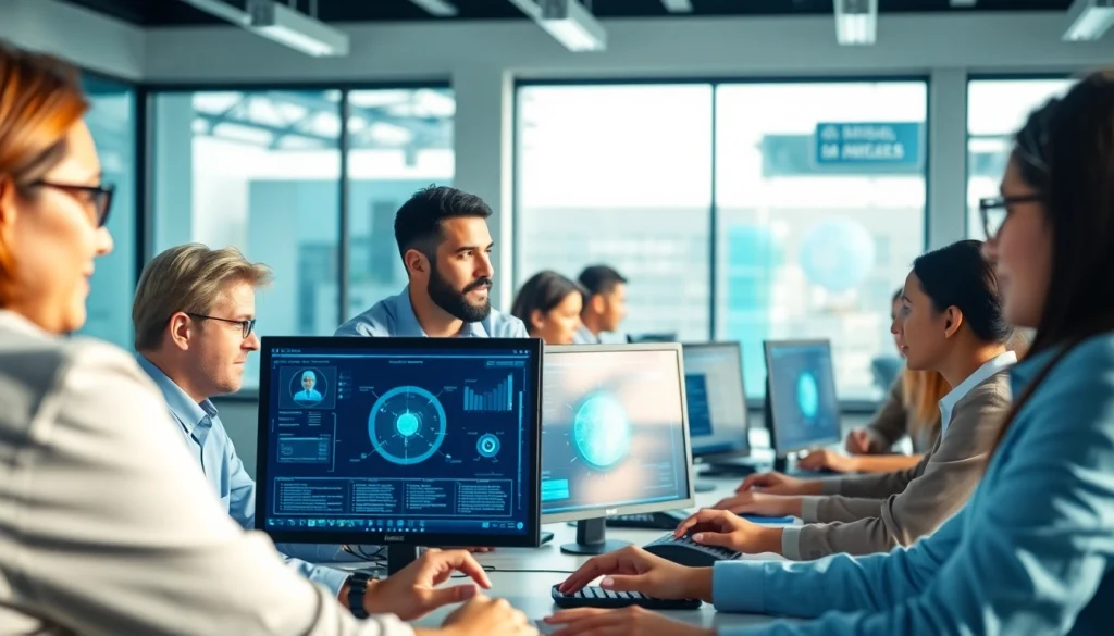 Analyze text with advanced AI detection tools in a modern workspace setting.