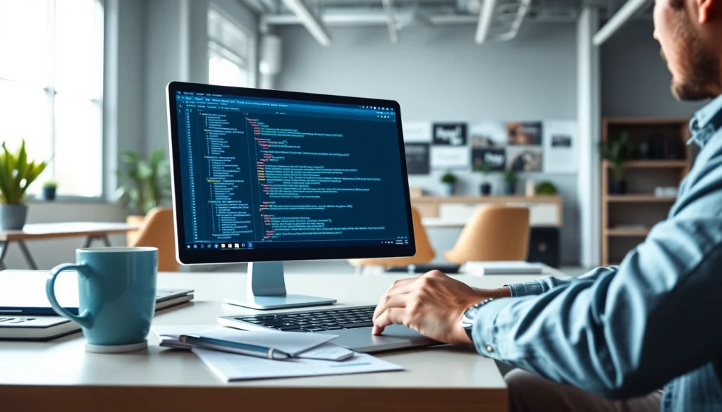 Creating engaging web development projects with a developer working at a laptop.