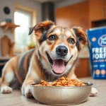Dog happily feasting on dr marty pet food canada, showcasing wholesome nutrition and satisfaction.