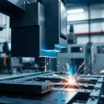 Laser welding machine performing precision welding in a modern workshop environment.