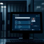Efficient Santa Ana jail inmate search interface showing inmate details on a computer screen.