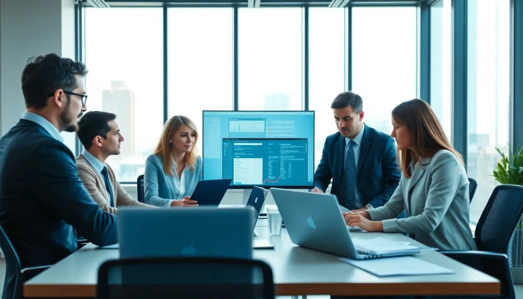 Efficient team collaborating on Debt Collection Outsourcing strategies in a modern office.