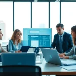 Efficient team collaborating on Debt Collection Outsourcing strategies in a modern office.
