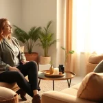 Therapist engaging with clients as an attachment theory specialist in a cozy and inviting office