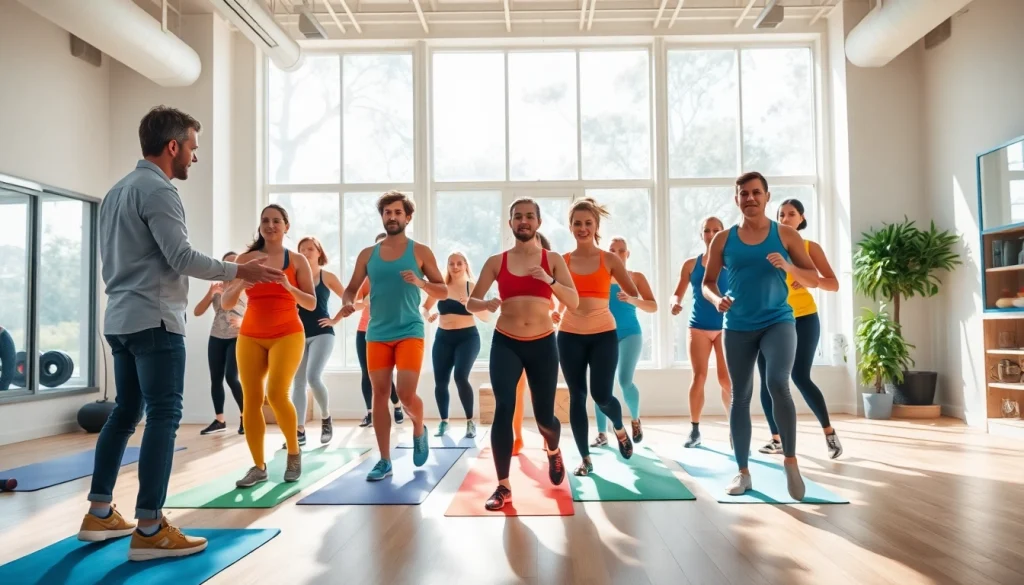 Participants engaging in a diet and exercise plan during an upbeat training session.
