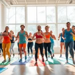 Participants engaging in a diet and exercise plan during an upbeat training session.