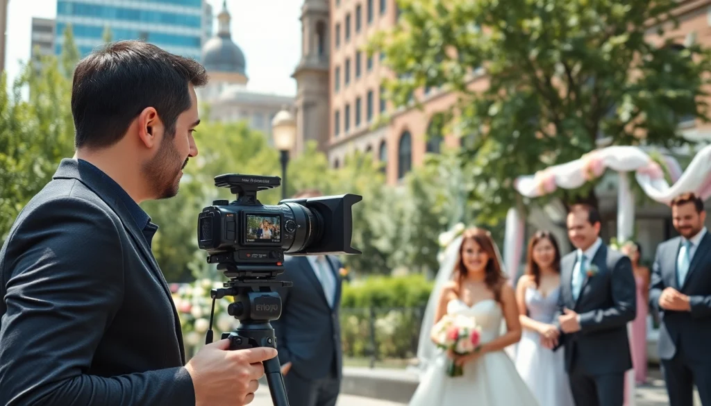 Capturing moments as an edmonton videographer at a wedding celebration.