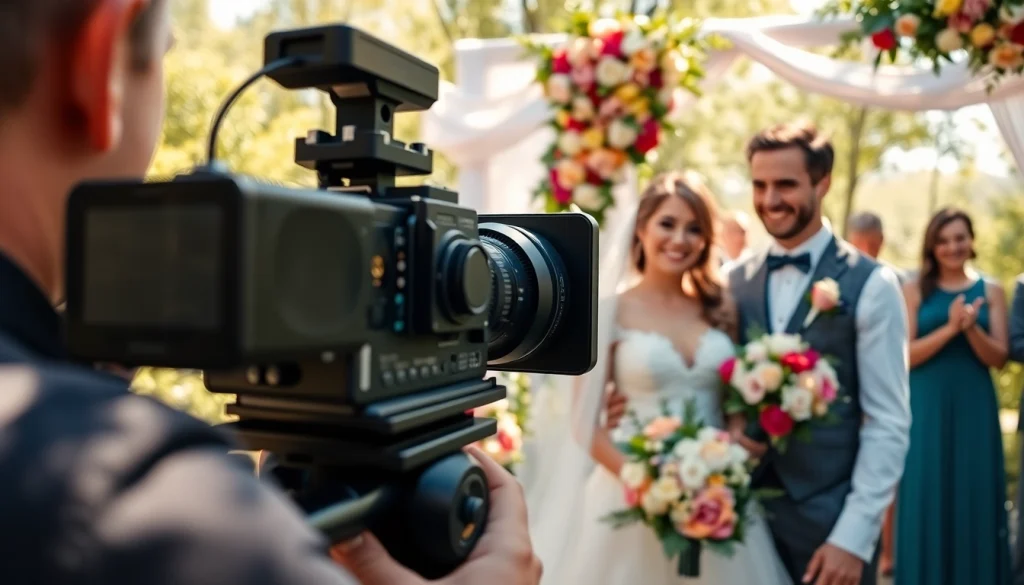 Captivating Edmonton videographer capturing joyful wedding moments outdoors.