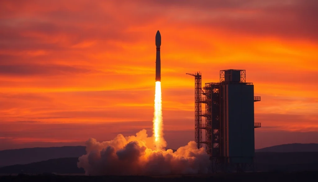 Rocket Lab rocket launching into the sky, capturing the essence of revenue rocket lab's growth and innovation.