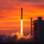 Rocket Lab rocket launching into the sky, capturing the essence of revenue rocket lab's growth and innovation.