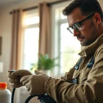 Apply effective termite treatments by a professional pest control technician in a residential setting.