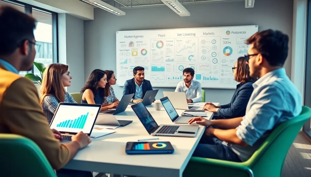 Analyze competitive intelligence strategies in a collaborative office meeting setting.