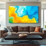 Bright canvas print wall art enhancing a modern living room with vibrant colors.