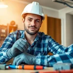 Electrician Clearwater performing wiring installation with professional tools in a bright workspace.