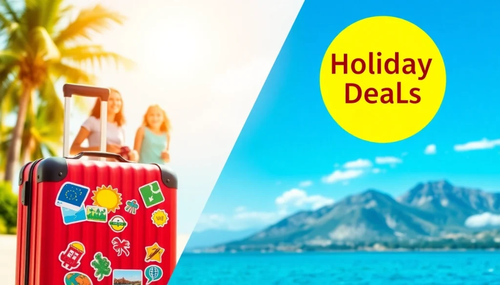 Explore holiday deals with a happy family packing for their travel adventure.