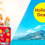 Explore holiday deals with a happy family packing for their travel adventure.