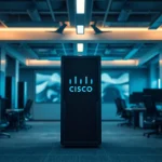 Instalación de un Swchit Cisco en un entorno moderno, donde se observa su diseño y características.
