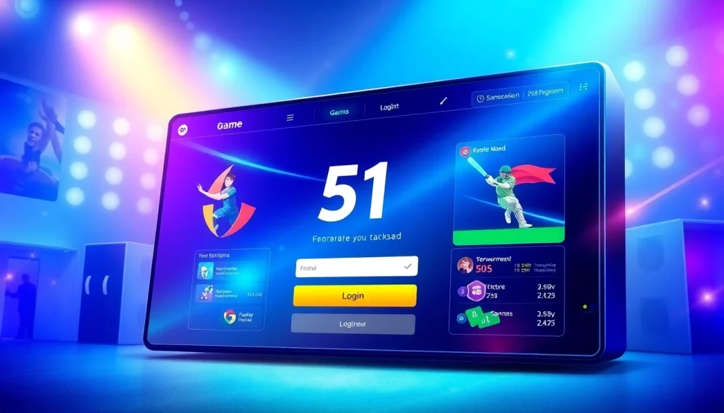 51 game login screen showcasing a vibrant interface for seamless gaming experiences.
