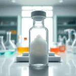 Hydroxyethyl Cellulose displayed prominently in a laboratory vial surrounded by analytical tools.