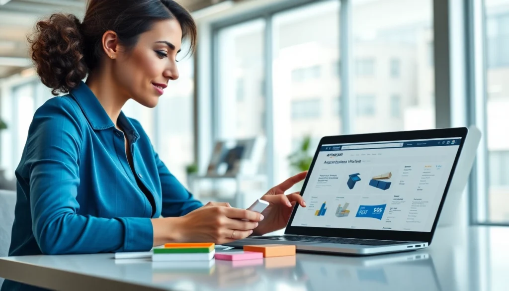 Explore amazon business wholesale products with a professional examining samples in an office.